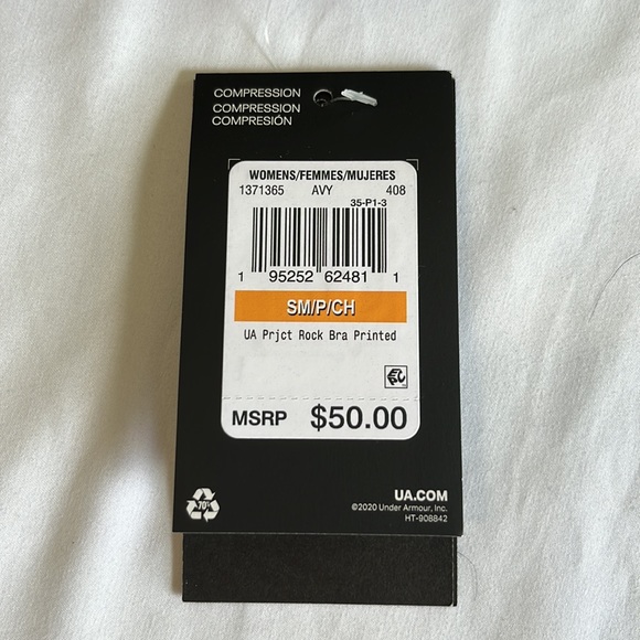 Under Armour Project Rock Printed CROSSBACK Sports Bra in Academy - Picture 14 of 14